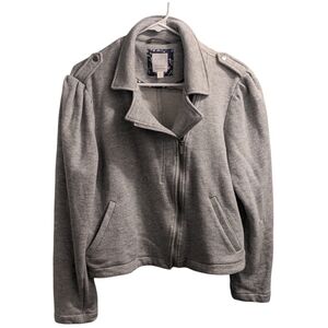 LC Lauren Conrad Gray Zip-Up Cropped Moto Sweatshirt XL